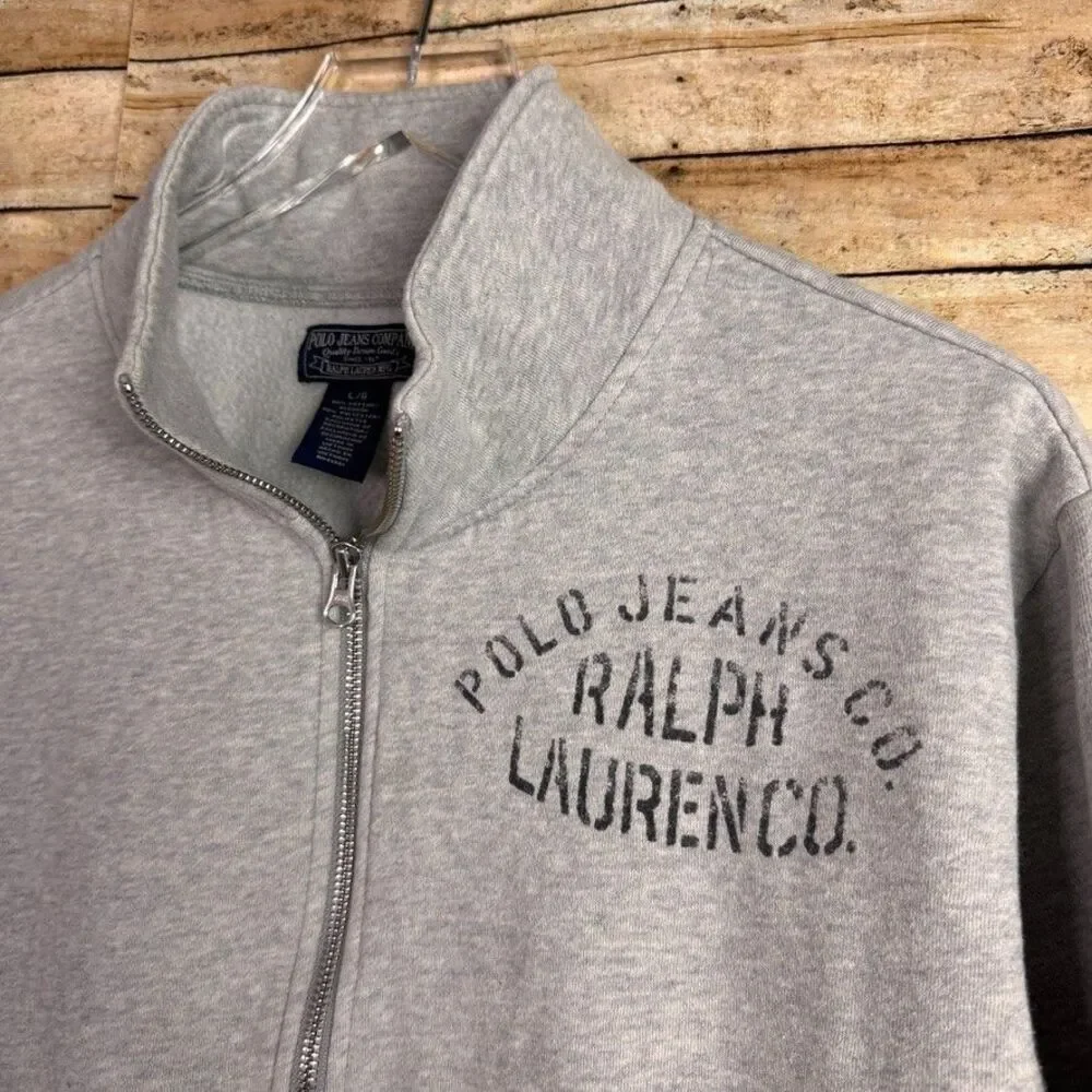 Y2K Ralph Lauren Polo Jeans Men’s L Full Zip Sweatshirt Gray - Picture 3 of 6